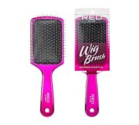 RED by Kiss Cepillo antiestático para peluca, cerdas de acero inoxidable para un fácil desenredado y peinado suave para todo tipo de cabello y pelucas, diseño sin nudos (cuadrado)