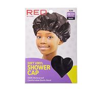 Red by Kiss Gorro de ducha para niños, reutilizable, impermeable, de vinilo suave, lavable, para niños y niñas
