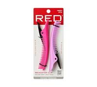 RED by Kiss Maxgator - Pinzas para peinar el cabello grueso, agarre antideslizante con dientes de doble longitud, sujeción segura sin abolladuras, paquete de 2 clips para seccionar el cabello