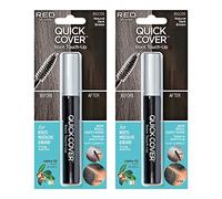 RED by KISS Quick Cover Root Touch Up Rescue (marrón oscuro natural, paquete de 2), máscara de pestañas natural, resistente al agua, temporal gris, corrector para cabello, bigote y barba, formulado