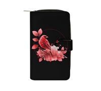 Red Cardinal Bird - Cartera larga de piel sintética para mujer, organizador de mano para oficina y viajes
