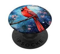 Red Cardinal Bird Phone Grip Pop Up Button Blue Starry Night PopSockets PopGrip Adhesivo