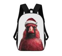 Red Cardinal Bird Wearing Santa Hat Mochilas Infantiles Impresas En 3D, Mochilas De Moda Informales, Mochilas De Viaje Bonitas, Mochilas Informales Para Exteriores Para Niños Y Niñas 17inch