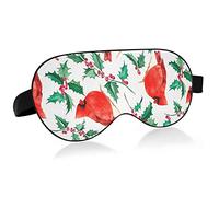 Red Cardinal Birds Red Holly Berries Seamless On White Eye Masks Cover Blocks Light Sleep Mask Shade Cover Blindfold Relaxing Eyeshade Cover con correa ajustable para la cabeza para hombres, mujeres y