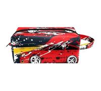 Red Cars - Bolsa de almacenamiento de cosméticos para mujer, diseño abstracto sin costuras, bolsa de aseo de maquillaje, bolsa de viaje portátil de cuero para la escuela, Multicolor 05, 8.2x3.1x3.5