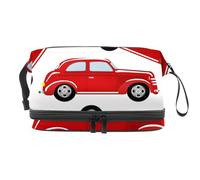 Red Cars - Neceser de doble capa para mujeres y niñas, neceser de viaje, bolsa organizadora de maquillaje con compartimento para cepillos, multicolor, 27x15x14 cm/10.6x5.9x5.5 in, Neceser