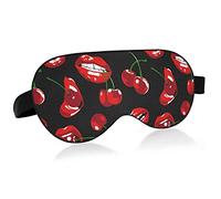 Red Cherries Sexy Woman Lips Eating Cherry Eye Masks Cover Blocks Light Sleep Mask Shade Cover Blindfold Relajante Eyeshade Cover con correa ajustable para la cabeza para hombres, mujeres y niños