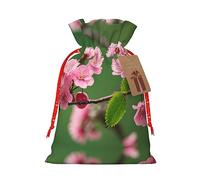 Red Cherry Blossoms - 1 bolsa de Navidad con cordón de 4.7 x 6.9 pulgadas, bolsa robusta para regalos y artículos esenciales de uso diario