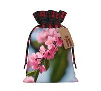 Red Cherry Blossoms - 1 bolsa de Navidad con cordón de 4.7 x 6.9 pulgadas, bolsa robusta para regalos y artículos esenciales de uso diario