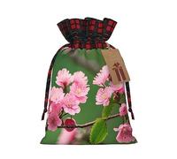 Red Cherry Blossoms - 1 bolsa de Navidad con cordón de 8.3 x 11.8 pulgadas, bolsa robusta para regalos y artículos esenciales de uso diario