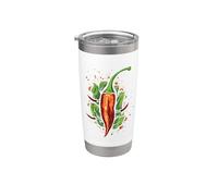 Red Chili Pepper Hot Picante Alimentos Amantes Calor Fuego Mexicano Vaso térmico de acero inoxidable de doble pared