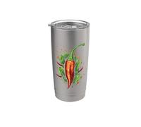 Red Chili Pepper Hot Picante Alimentos Amantes Calor Fuego Mexicano Vaso térmico de acero inoxidable de doble pared