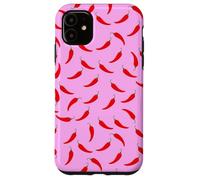 Red Chili Pepper Spicy Pink Pattern Fun Estética Food Art Carcasa para iPhone 11