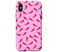 Red Chili Pepper Spicy Pink Pattern Fun Estética Food Art Carcasa para iPhone X/XS