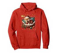 Red Christmas Accessories For Xmas Girls and Pomeranian Mom Sudadera con Capucha