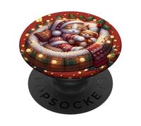 Red Christmas Cat with Lights For Women Men Kids Cute Winter PopSockets PopGrip Adhesivo