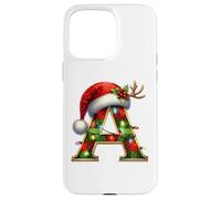 Red Christmas Plaid Initial A Monogrammed Santa Hat Letter A Carcasa para iPhone 15 Pro Max