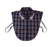 Red Christmas Plaid Rhinestone Detachable Collar, Sparkling Rhinestone Collar, Stylish Detachable for Holiday Parties (CC)