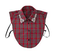 Red Christmas Plaid Rhinestone Detachable Collar, Sparkling Rhinestone Collar, Stylish Detachable for Holiday Parties (AA)