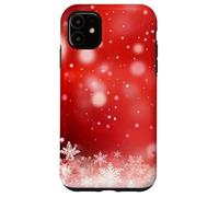Red Christmas Snowflake Winter Holiday Bokeh Phone Design Carcasa para iPhone 11