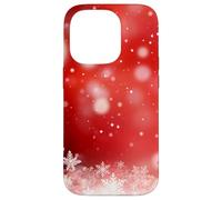 Red Christmas Snowflake Winter Holiday Bokeh Phone Design Carcasa para iPhone 14 Pro