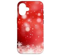 Red Christmas Snowflake Winter Holiday Bokeh Phone Design Carcasa para iPhone 16