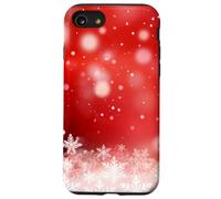 Red Christmas Snowflake Winter Holiday Bokeh Phone Design Carcasa para iPhone SE (2020) / 7/8