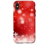 Red Christmas Snowflake Winter Holiday Bokeh Phone Design Carcasa para iPhone X/XS