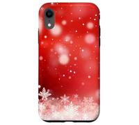 Red Christmas Snowflake Winter Holiday Bokeh Phone Design Carcasa para iPhone XR
