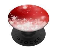 Red Christmas Snowflake Winter Holiday Bokeh Phone Design PopSockets PopGrip Adhesivo