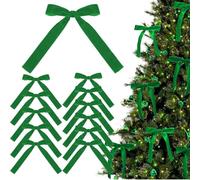 Red Christmas Wreath Bows - 12 lazos de cinta de terciopelo para decoración de vacaciones | Juego de lazos portátiles para festivales, lazos, fireplace, estantes, cercas, árboles de Navidad