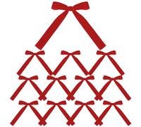 Red Christmas Wreath Bows - 12 lazos de cinta de terciopelo para decoración de vacaciones | Juego de lazos portátiles para festivales, lazos, fireplace, estantes, cercas, árboles de Navidad
