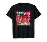 Red Coquette Cheer Cheerleader Pom Megáfono Chica Bow Camiseta