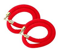 Red Cord for Ball Crown Top Style Barriers Post,2 Pack Velvet Stanchion Rope, Crowd Queue Line Safe Control, Round Velour with Gold Hook(100cm/3.3ft)