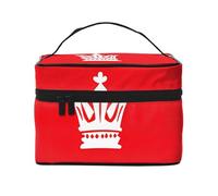 Red Crown - Bolsa de maquillaje de viaje, organizador portátil de artículos de tocador con compartimentos con cremallera para cepillos, botellas y cuidado de la piel