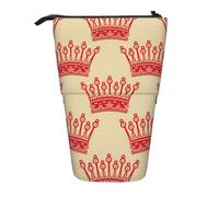 Red Crown - Estuche retráctil vertical para lápices, maquillaje, bolsa de almacenamiento para bolígrafos, lápices y objetos pequeños, Black, Talla única, Neceser de maquillaje