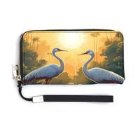Red-Crowned Crane - Cartera larga de piel para mujer, tarjetero, bolso de mano