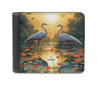 Red-Crowned Crane - Cartera plegable para hombre con tarjetero y monedero de piel