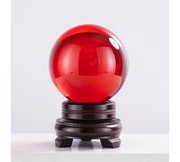 Red Crystal Ball with Base,Solid Clear Glass Orb Decorative Sphere,Crystal Ball Prop Ornament for Feng Shui,Witchcraft,Scrying,Divination,10cm