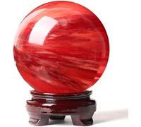 Red Crystal Sphere Ball Gemstones Quartz Smelting Ball Stones Crystals Sphere Home Decoration Crafts,Diameter 3.1"