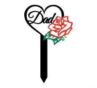 Red Dad Memorial Garden Stake, diseño de corazón acrílico negro para decoración de cementerio y marcador de tumba, resistente a la intemperie al aire libre para homenaje