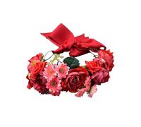(Red) Daisy Wreath Hairband Wedding Flower Headdress Bride Hair Fashion Holiday Beach Party Hair Decor Vacation Photo Prop (pink)