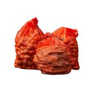 Red de almacenamiento grande de malla para colgar verduras, madera y leña, bolsa de cebolla y zanahoria de cocina, Orange, 52 x 82 cm