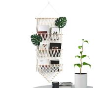 Red de almacenamiento para animales de peluche, soporte de pared Boho tejido, red decorativa con flecos para peluches, para habitación de niños, apartamentos, dormitorios, casas y
