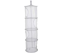 Red de almacenamiento para colgar, organizador de cesta de malla colgante con 4 compartimentos, color gris, con diseño plegable, red de almacenamiento de ropa multiusos y secadora para juguetes, ar