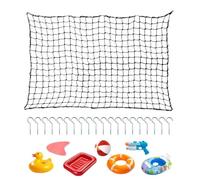 Red de almacenamiento para juguetes de piscina - Cuerda elástica | Red organizador de juguetes para piscina con 20 ganchos de tornillo, malla pesada para balsas, pelotas, sillas, fideos | Flotador de