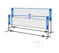 Red de bádminton Relaxdays, Soporte Regulable en Altura, 400 cm, Azul/Negro