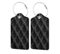 Red de baloncesto tejida con forma de diamante para maleta, paquete de 2 etiquetas de equipaje de cuero con solapa de privacidad, etiqueta de identificación de nombre y lazo de metal para mujeres y