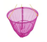 Red de caída de cangrejo con alambre de acero y malla de nailon, incluye bolsa de cebo y mango de cuerda para una captura eficaz de cangrejos de río y peces pequeños (rosa)