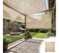 Red de Camuflaje Beige 36.1 ft x 49.2 ft/433.1 in x 590.6 in/11x15 m, Tela Oxford 210D, Malla Sombra Exterior Transpirable con Privacidad Decorativa y Protección Solar para Terraza, Jardín, Exterior